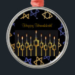 Happy Hanukkah! Menorah Custom Round Ornament<br><div class="desc">Happy Hanukkah! Create a treasured keepsake ornament! Personalise this custom beautiful ornament with your greetings. Follow easy prompts to completely personalise this unique ornament. Complete a coordinated elegant set: in our store zazzle.com/celebrationsevents* see matching Invitations, Announcements, Greeting Cards, Stickers, Postage Stamps, Apparel, Gifts and more! Zazzle.com/celebrationsevents* Custom Photocards make your...</div>