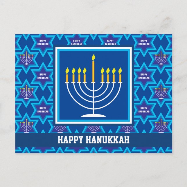 🕎 Happy Hanukkah, Menorah, customisable Postcard (Front)