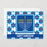 🕎 Happy Hanukkah, Menorah, customisable Postcard<br><div class="desc">Happy Hanukkah with Menorah on white background. Fully customisable back.</div>