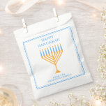 Happy Hanukkah Menorah Cute Custom Party Favour Bags<br><div class="desc">Cute custom Happy Hanukkah party favour bag for a Jewish family or a Chanukah party with a synagogue. Personalise with your own last name or group information in blue under the pretty gold menorah in blue script.</div>