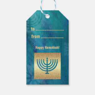 Happy Hanukkah. Menorah Design Custom Gift Tags