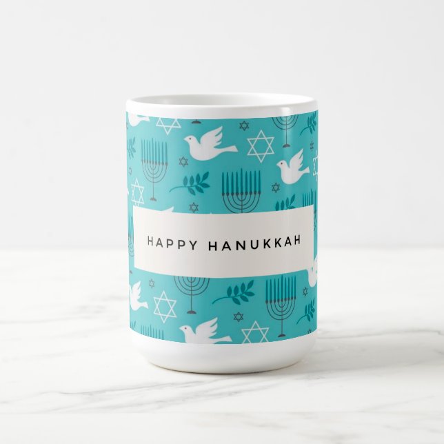 Happy Hanukkah Menorah Doves Coffee Mug (Center)