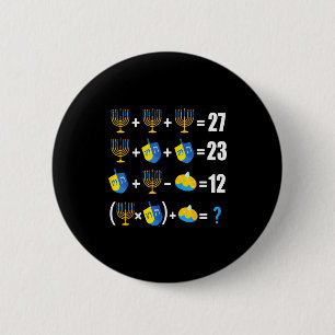 Happy Hanukkah Menorah Dreidel Doughnut Math Teach 6 Cm Round Badge