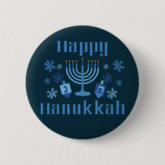 Happy Hanukkah Menorah Dreidel Festive Jewish 6 Cm Round Badge