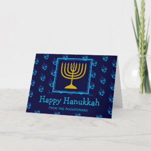 HAPPY HANUKKAH Menorah Dreidel Personalised Holiday Card