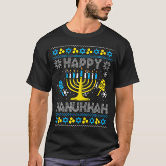 Happy Hanukkah Menorah Dreidel Ugly Chanukah Kids  T-Shirt