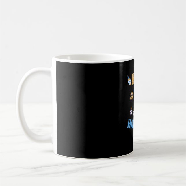 Happy Hanukkah Menorah Dreidels Jewish Holiday Coffee Mug (Left)