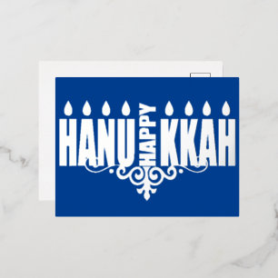 Happy Hanukkah Menorah Foil Holiday Postcard