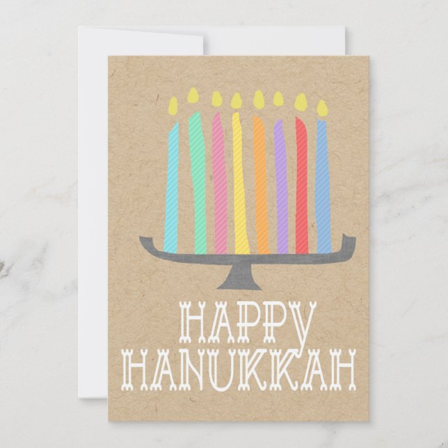 Happy Hanukkah menorah gift tag Holiday Card (Front)