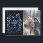 Happy Hanukkah Menorah Hand Drawn CUSTOM PHOTO  Holiday Card<br><div class="desc">Sweet wreath drawing to wish someone happy holidays! Add your own photo! Click "personalise" to add your own photo. You can also add text to the front or back side. Check my shop for more options. Also available as digital download to send instantly via email or text message and postcards...</div>