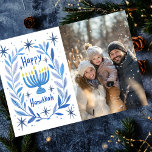 Happy Hanukkah Menorah Hand Drawn CUSTOM PHOTO  Holiday Card<br><div class="desc">Sweet wreath drawing to wish someone happy holidays! Add your own photo! Click "personalise" to add your own photo. You can also add text to the front or back side. Check my shop for more options. Also available as digital download to send instantly via email or text message and postcards...</div>