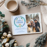 Happy Hanukkah Menorah Hand Drawn CUSTOM PHOTO  Holiday Card<br><div class="desc">Sweet HANUKKAH themed wreath drawing to wish someone happy holidays! Add your own photo! Click "personalise" to add your own photo. You can also add text to the front or back side. Check my shop for more options. Also available as digital download to send instantly via email or text message...</div>