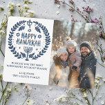 Happy Hanukkah Menorah Hand Drawn CUSTOM PHOTO  Holiday Card<br><div class="desc">Sweet HANUKKAH themed wreath drawing to wish someone happy holidays! Add your own photo! Click "personalise" to add your own photo. You can also add text to the front or back side. Check my shop for more options. Also available as digital download to send instantly via email or text message...</div>