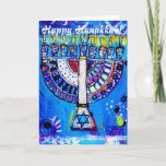 Happy Hanukkah! Menorah Holiday Card<br><div class="desc">Jolie Frank Original Reverse Glass Acrylic Paint Design. 2011</div>