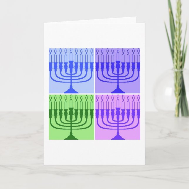 Happy Hanukkah Menorah Holiday Card (Front)