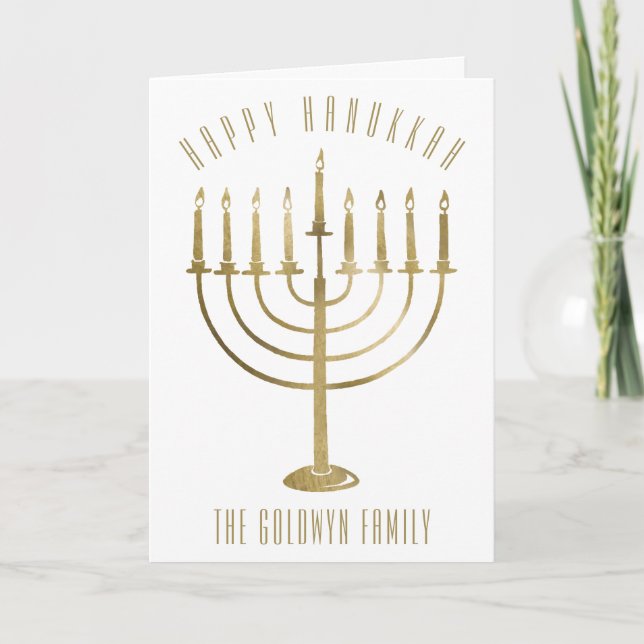 Happy Hanukkah Menorah Holiday Card (Front)