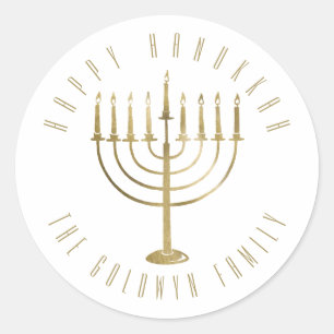 Happy Hanukkah Menorah Holiday Classic Round Sticker