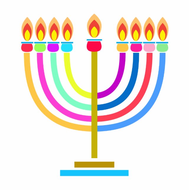 Happy Hanukkah Menorah  Holiday Decoration Judaica Standing Photo Sculpture (Front)