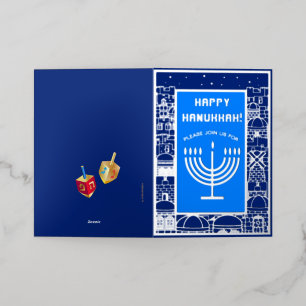 Happy Hanukkah Menorah Jewish luxury Foil Holiday Card