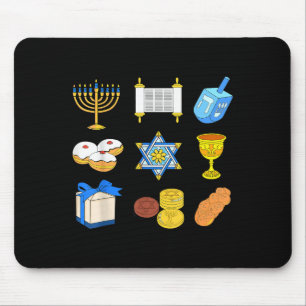 Happy Hanukkah Menorah Jewish Xmas Chanukah Family Mouse Mat