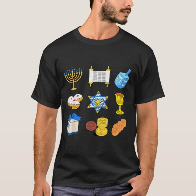 Happy Hanukkah Menorah Jewish Xmas Chanukah Family T-Shirt (Front)