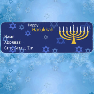 Happy Hanukkah Menorah Label
