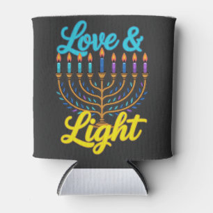 Happy Hanukkah Menorah Lights Celebration Can Cooler