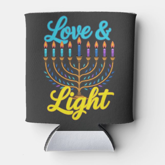 Happy Hanukkah Menorah Lights Celebration Can Cooler (Front)