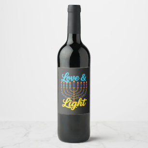 Happy Hanukkah Menorah Lights Celebration Wine Label