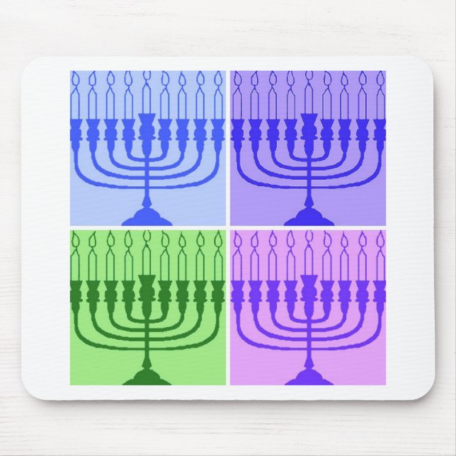 Happy Hanukkah Menorah Mouse Mat (Front)