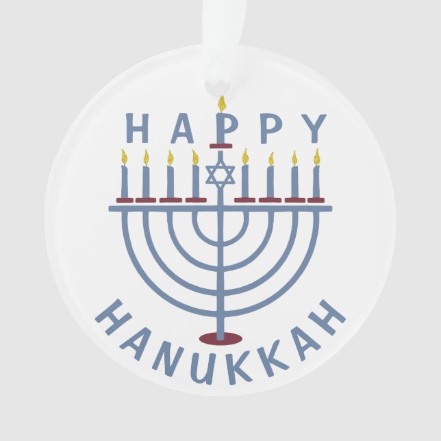 Happy Hanukkah Menorah Ornament (Front)