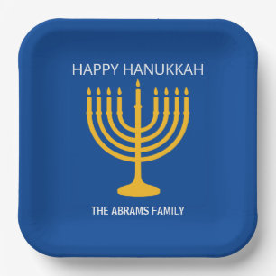 Happy Hanukkah Menorah Paper Plate
