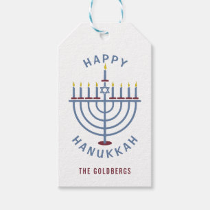 Happy Hanukkah Menorah Party Custom Gift Tags