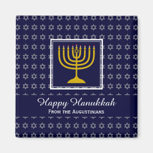 HAPPY HANUKKAH Menorah Personalised Blue Fridge Magnet