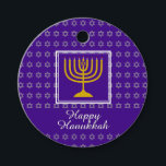 HAPPY HANUKKAH Menorah Personalised Purple Favour Tags<br><div class="desc">These stylish HANUKKAH favour tags, with a royal purple background and faux silver Star of David pattern and menorah, will add the perfect finishing touch to your gift wrapping. Both the front message, which reads HAPPY HANUKKAH, and the back message are customisable, so you can replace with your own details....</div>