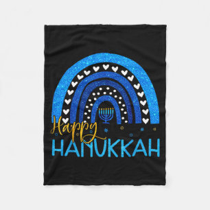 Happy Hanukkah Menorah Rainbow Jewish Gift Women K Fleece Blanket
