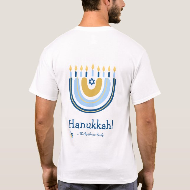 Happy Hanukkah  Menorah Rainbow  T-Shirt (Back)