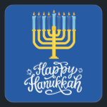 Happy Hanukkah Menorah Square Sticker<br><div class="desc">Happy Hanukkah Menorah Square Sticker. Choose the size of the sticker from the options menu.</div>