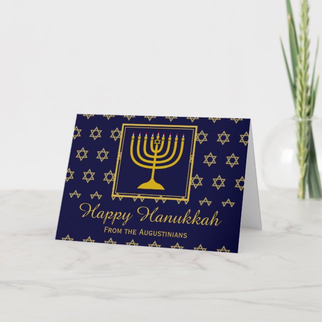 HAPPY HANUKKAH Menorah Star of David Personalised Holiday Card (Front)