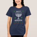 Happy Hanukkah Menorah Ugly Sweater<br><div class="desc">This holidays design features the text "Happy Hanukkah" with a unicorn dabs accented with snowflakes and pines trees in an ugly sweater style. Perfect for Hanukkah Ugly Sweater parties. #hanukkah #holidays #seasonal #festive #modern #trendy #fashion #fashionable #style #stylish #design #designer #trendy #trending #menorah #jewish #gym #fitness #game #fun #uglysweater #sweater...</div>