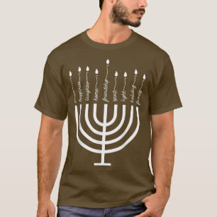 Happy Hanukkah Menorah Vintage Hebrew Jewish Holid T-Shirt