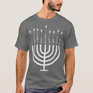 Happy Hanukkah Menorah Vintage Hebrew Jewish Holid T-Shirt