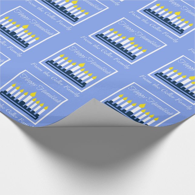 Happy Hanukkah Menorah Wrapping Paper (Corner)