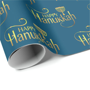 Happy Hanukkah Menorah Wrapping Paper