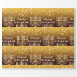 Happy Hanukkah Menorah Wrapping Paper<br><div class="desc">.Celebrate eight days and eight nights of the Festival of Lights with Hanukkah cards and gifts. The festival of lights is here. Light the menorah, play with the dreidel and feast on latkes and sufganiyots. Celebrate the spirit of Hanukkah with friends, family and loved ones by wishing them Happy Hanukkah....</div>