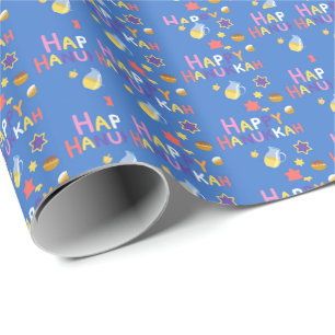Happy Hanukkah Menorah Wrapping Paper