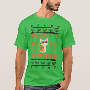 Happy Hanukkah Meownorah Jewish Cat Menorah Funny T-Shirt