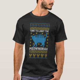 Happy Hanukkah Meownorah Jewish Cat Menorah Holid T-Shirt