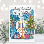 Happy Hanukkah Merry Christmas Card<br><div class="desc">Happy Hanukkah Merry Christmas card featuring. Personalise with your greeting text.</div>