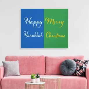 Happy Hanukkah Merry Christmas Dual Holiday Canvas Print